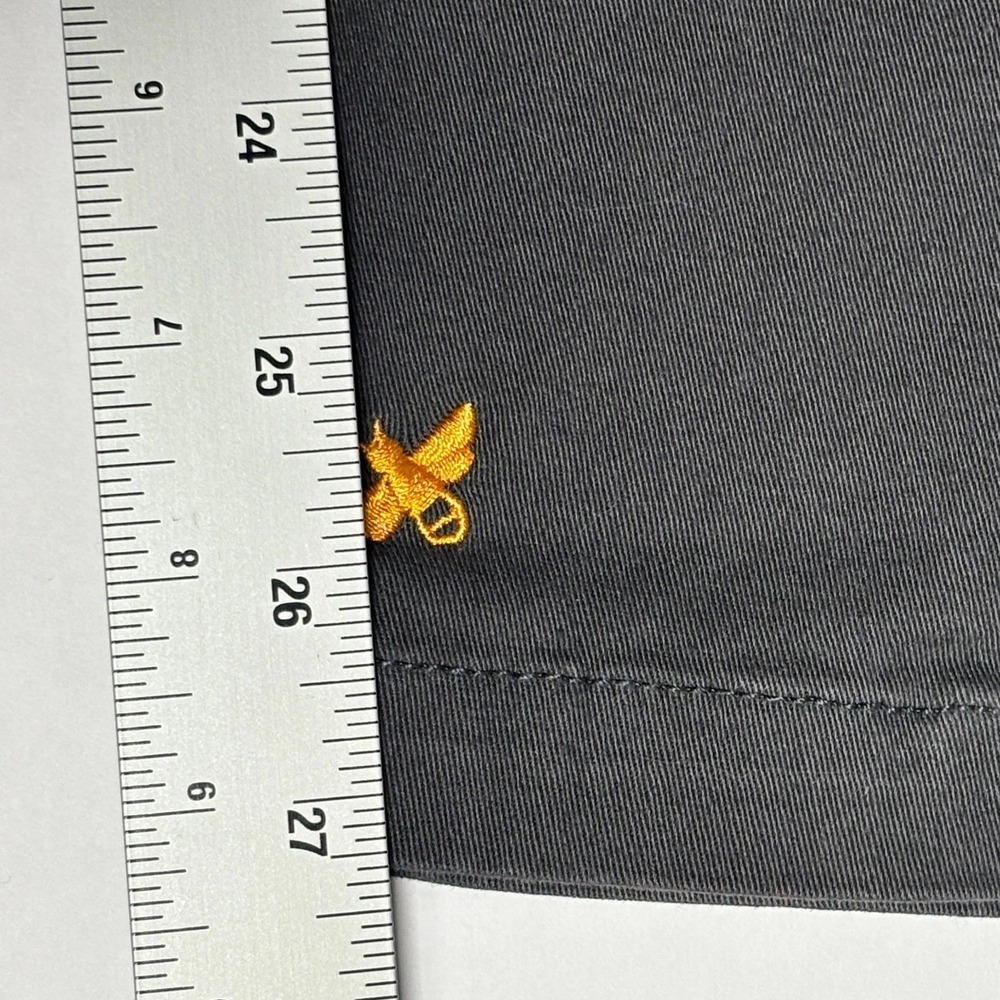 ModCloth Tapered Pants Womens Medium Gray Yellow Bee Embroidered Cotton Chino - Picture 10 of 13